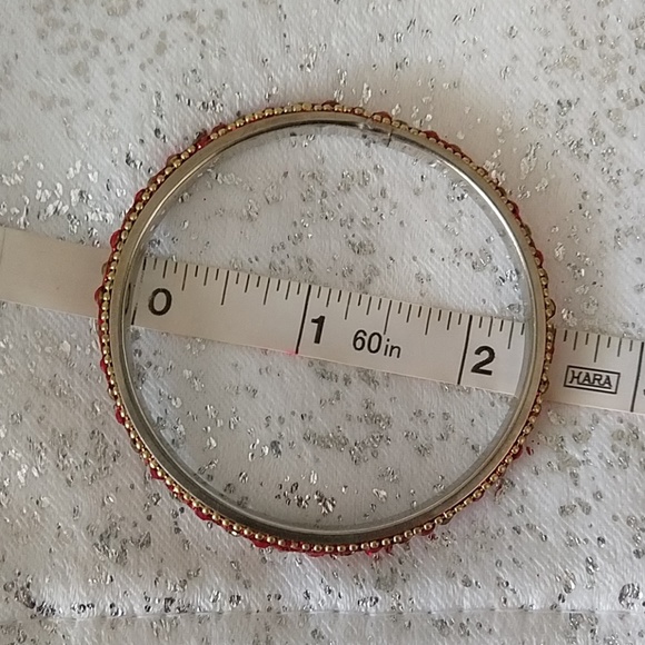 Hyderabad India Red Gold Glass Bangles 6pc - Picture 6 of 11